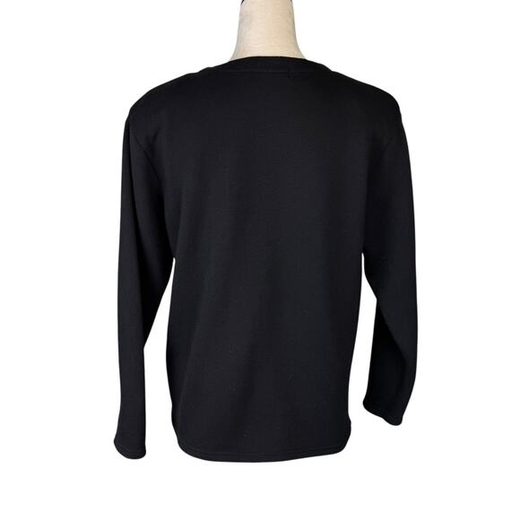 Karen Scott Black Christmas Embroidered and Embellished Button Up Cardigan - Picture 8 of 11